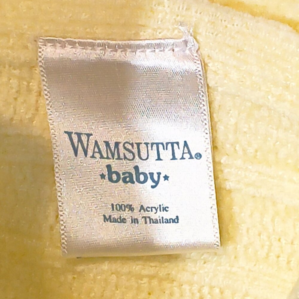 Vintage Wamsutta Striped Knitted Chenille Baby Yellow Blanket 32" X 42" NEW - Picture 4 of 4